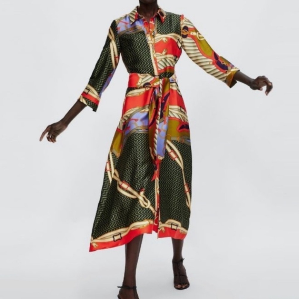 ZARA // Colorful Patterned Long Sleeve Dress